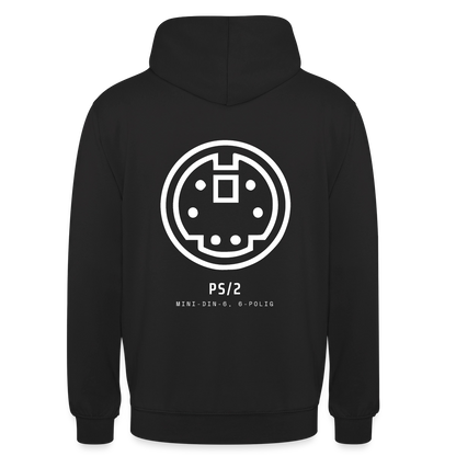 "PS/2, Mini-DIN-6" Motiv-Hoodie unisex, Farbe Schwarz