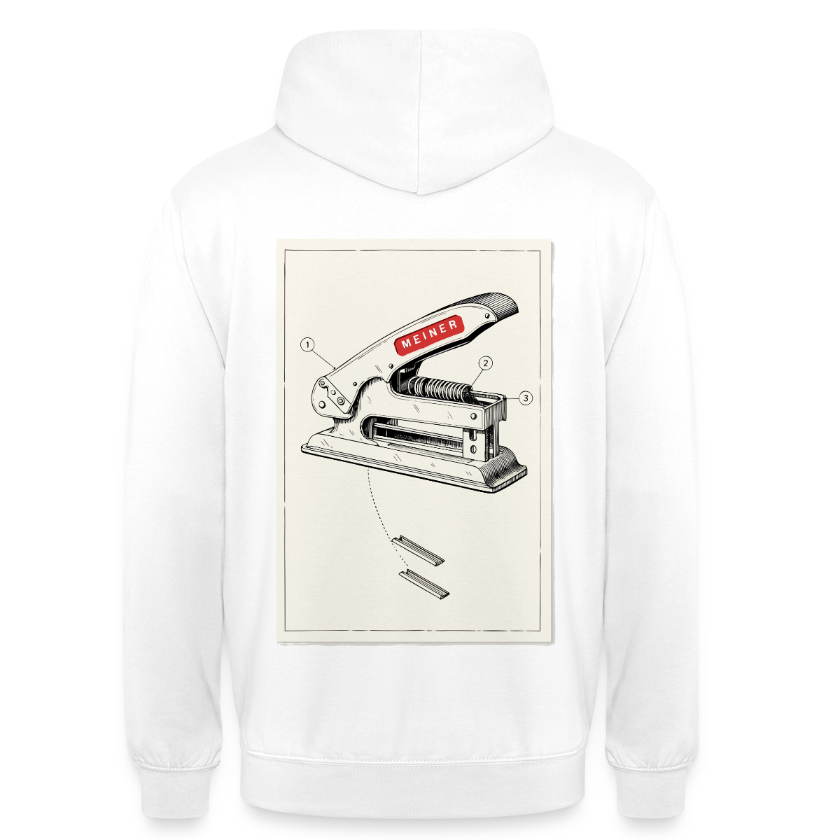 Meiner. Der Tacker kommt mit. Motiv-Hoodie unisex, Farbe Weiß