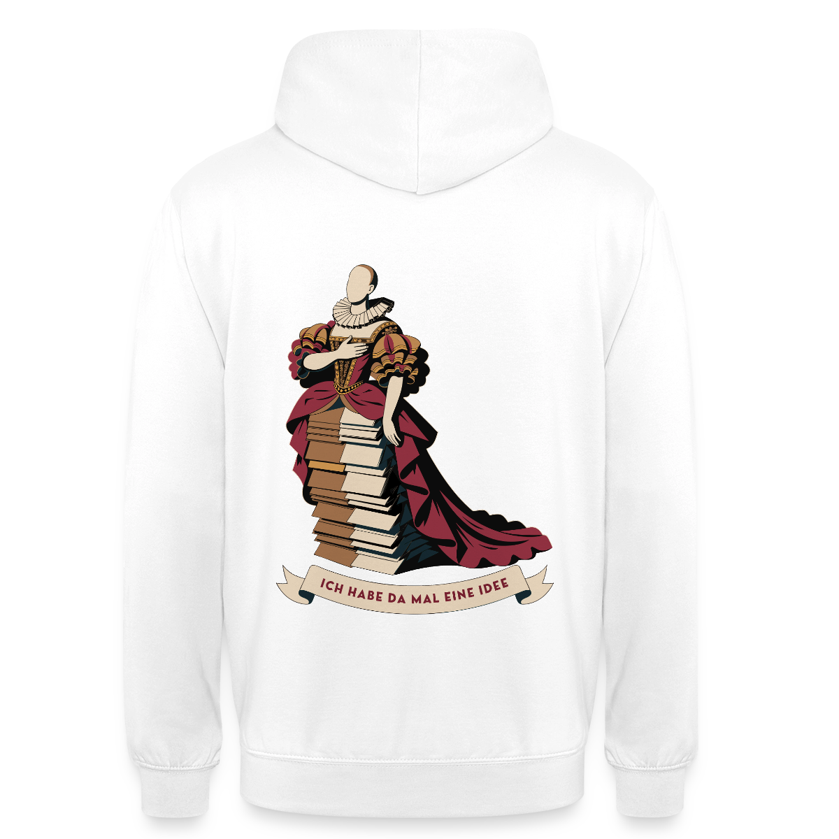 "Ich habe da mal eine Idee. Barock-Motiv" Motiv-Hoodie unisex, Farbe Weiß