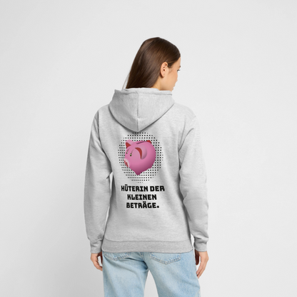 "Hüterin der kleinen Beträge." Motiv-Hoodie unisex, Farbe Hellgrau meliert
