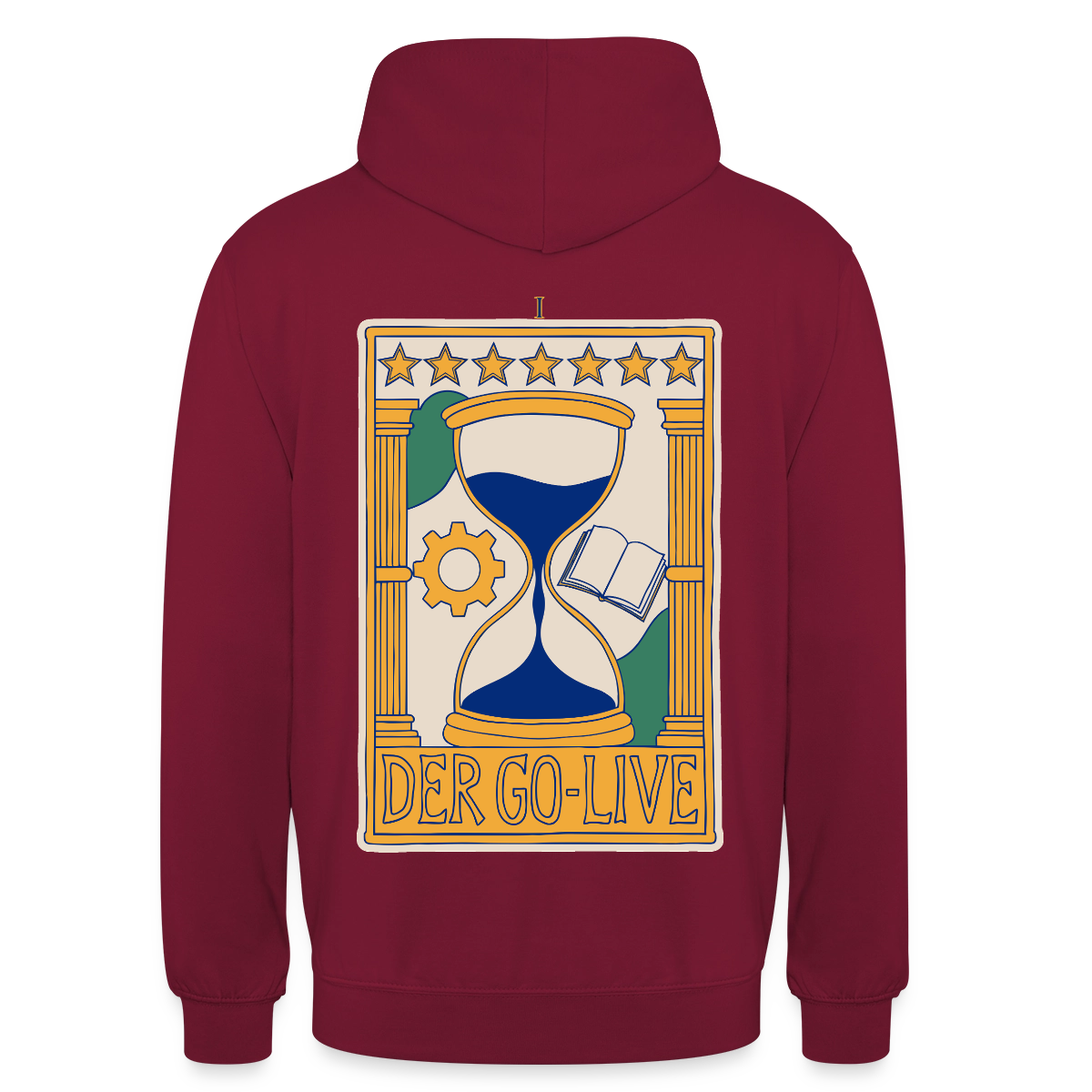 Der Go-Live. Tarot-Motiv Motiv-Hoodie unisex, Farbe Bordeaux