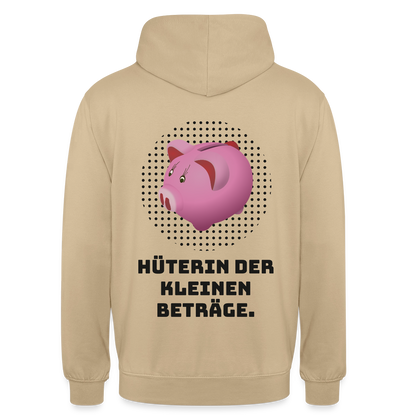 "Hüterin der kleinen Beträge." Motiv-Hoodie unisex, Farbe Beige