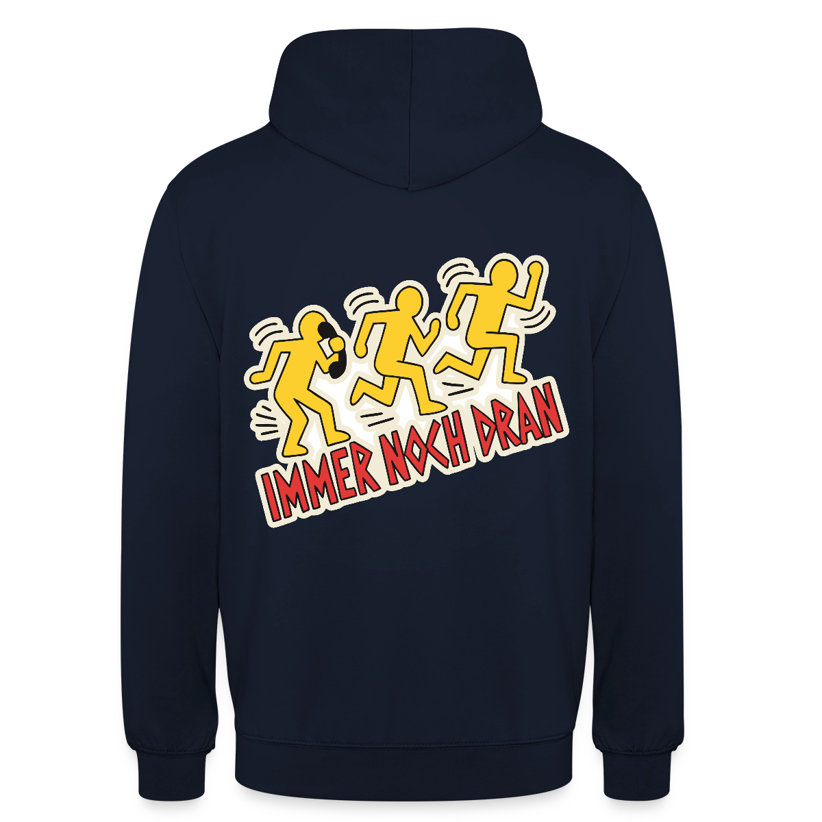 Immer noch dran. Pop-Art-Motiv Motiv-Hoodie unisex, Farbe Navy