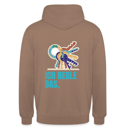 Ich regle das. Mosaik-Motiv Motiv-Hoodie unisex, Farbe Mokka