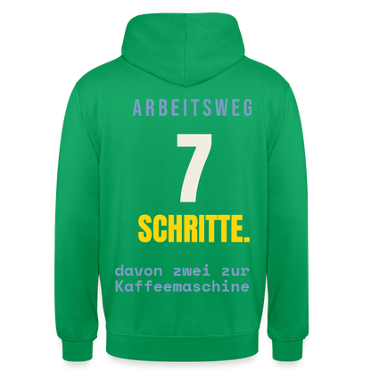 Arbeitsweg: sieben Schritte Motiv-Hoodie unisex, Farbe Kelly Green