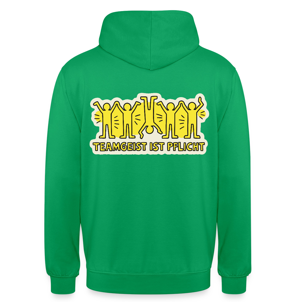 Teamgeist ist Pflicht. Pop-Art-Motiv Motiv-Hoodie unisex, Farbe Kelly Green
