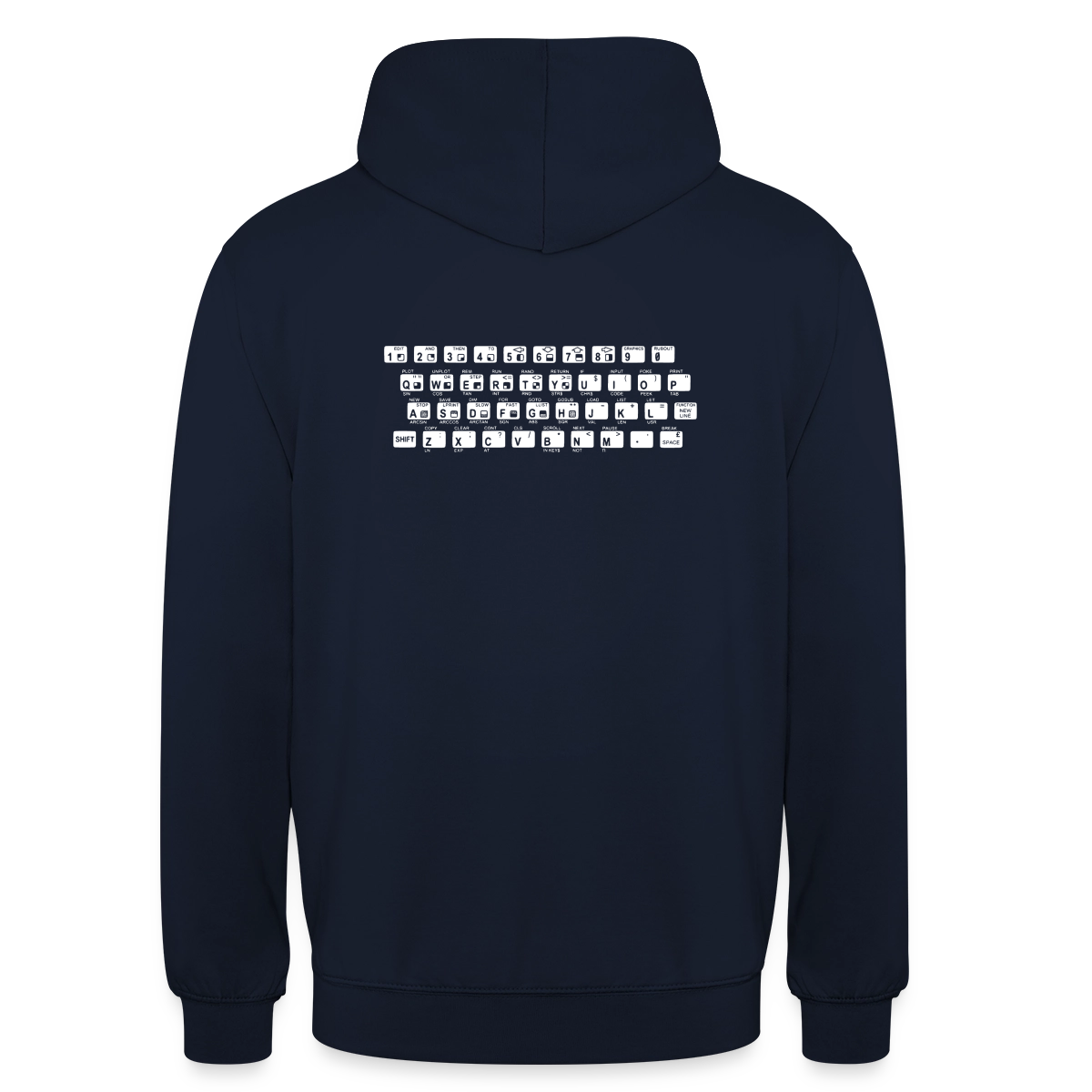 48K ZX Spectrum Motiv-Hoodie unisex, Farbe Navy