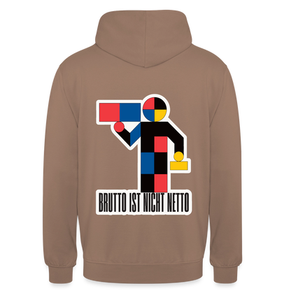 "Brutto ist nicht Netto. Bauhaus-Motiv" Motiv-Hoodie unisex, Farbe Mokka