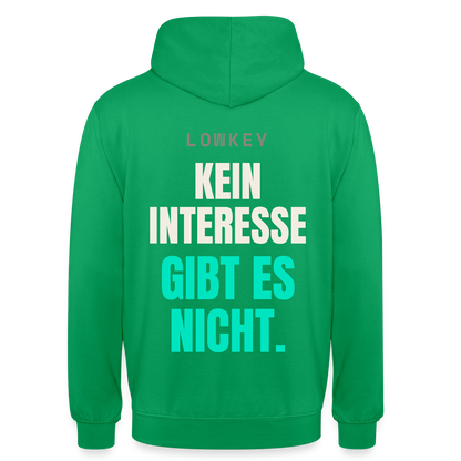 Lowkey. Kein Interesse gibt es nicht. Motiv-Hoodie unisex, Farbe Kelly Green