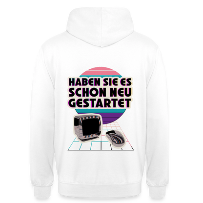 Haben Sie es schon neu gestartet? Vaporwave-Motiv Motiv-Hoodie unisex, Farbe Weiß