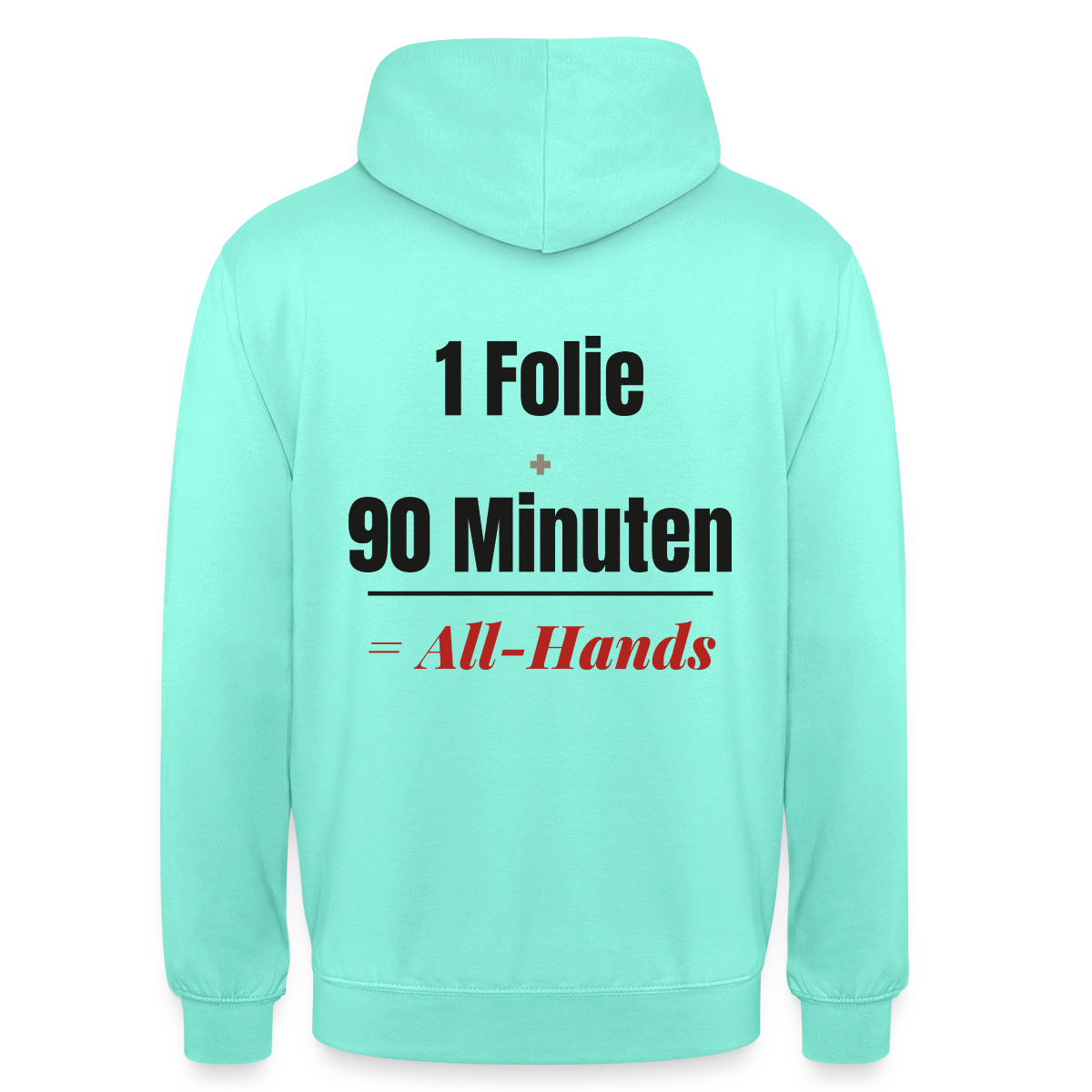 1 Folie + 90 Minuten = All-Hands Motiv-Hoodie unisex, Farbe Mint