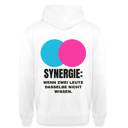 Synergie: Wenn zwei Leute dasselbe nicht wissen. Motiv-Hoodie unisex, Farbe Weiß