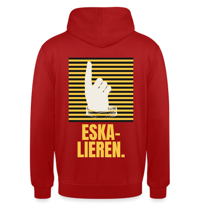 "Eskalieren." Motiv-Hoodie unisex, Farbe Rot