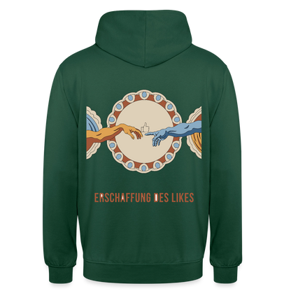 Erschaffung des Likes. Fresko-Motiv Motiv-Hoodie unisex, Farbe Flaschengrün