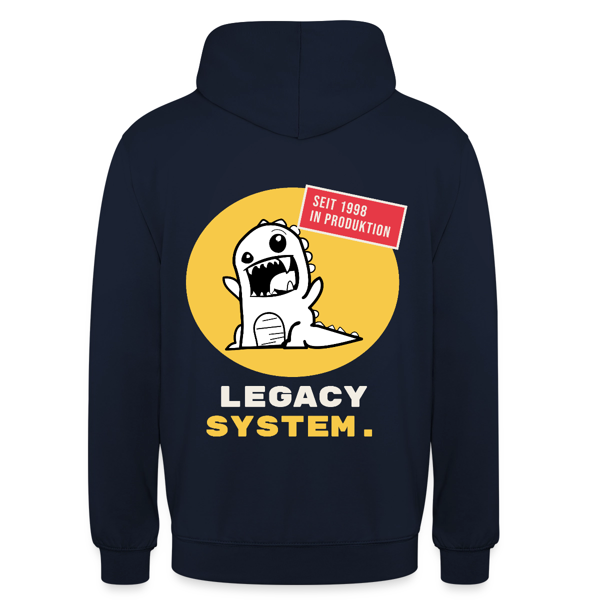Legacy System. Seit 1998 in Produktion. Motiv-Hoodie unisex, Farbe Navy