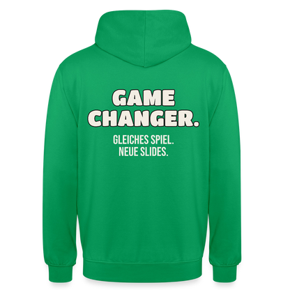 Game Changer. Gleiches Spiel. Neue Slides. Motiv-Hoodie unisex, Farbe Kelly Green