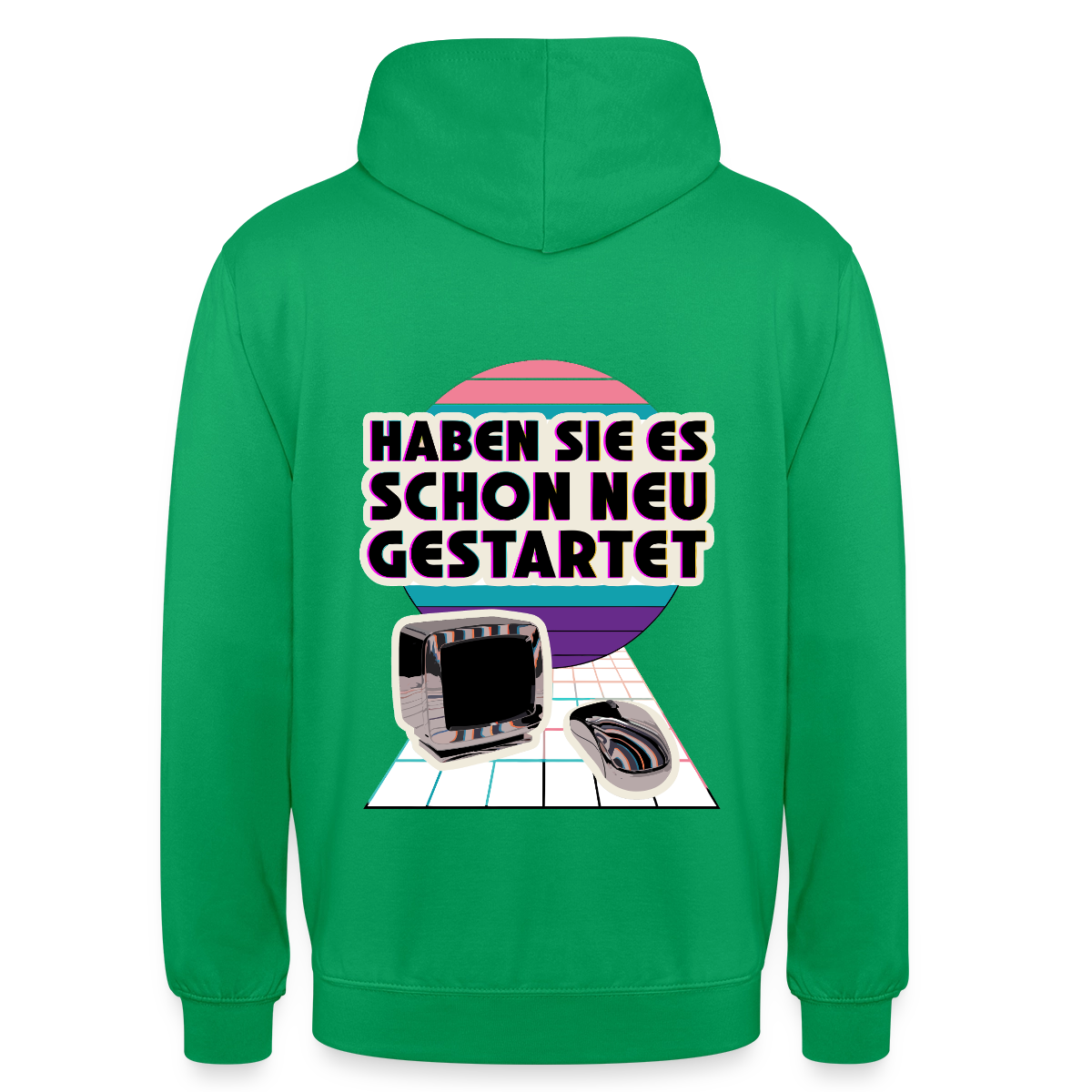 Haben Sie es schon neu gestartet? Vaporwave-Motiv Motiv-Hoodie unisex, Farbe Kelly Green