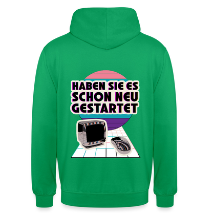 Haben Sie es schon neu gestartet? Vaporwave-Motiv Motiv-Hoodie unisex, Farbe Kelly Green
