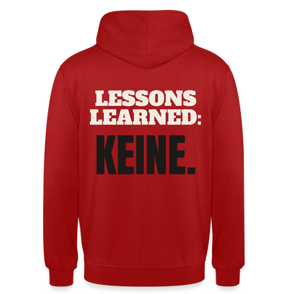 Lessons learned: keine. Motiv-Hoodie unisex, Farbe Rot