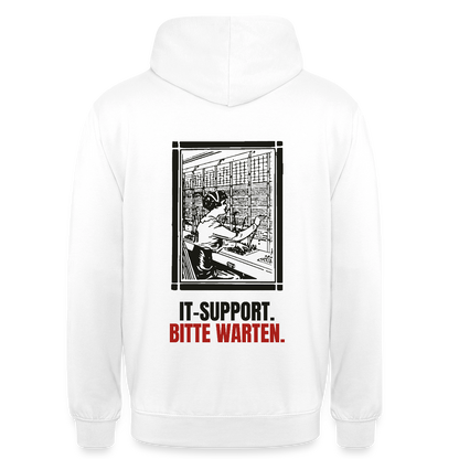IT-Support. Bitte warten. Motiv-Hoodie unisex, Farbe Weiß