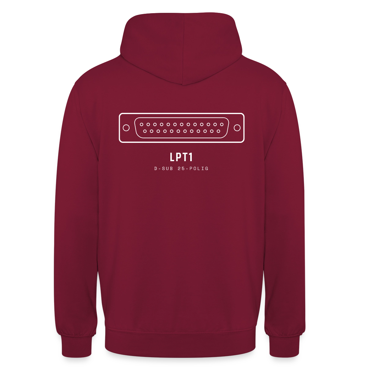 "LPT1, D-Sub 25-polig" Motiv-Hoodie unisex, Farbe Bordeaux