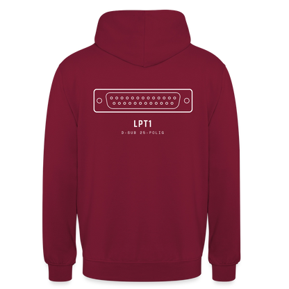 "LPT1, D-Sub 25-polig" Motiv-Hoodie unisex, Farbe Bordeaux