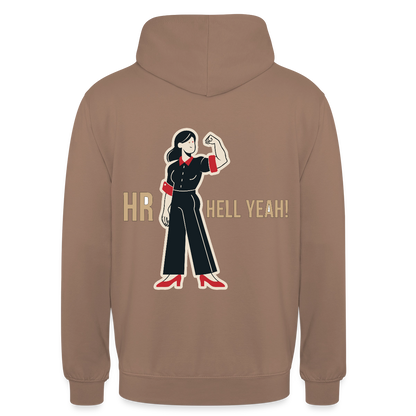 HR. Hell yeah! Motiv-Hoodie unisex, Farbe Mokka