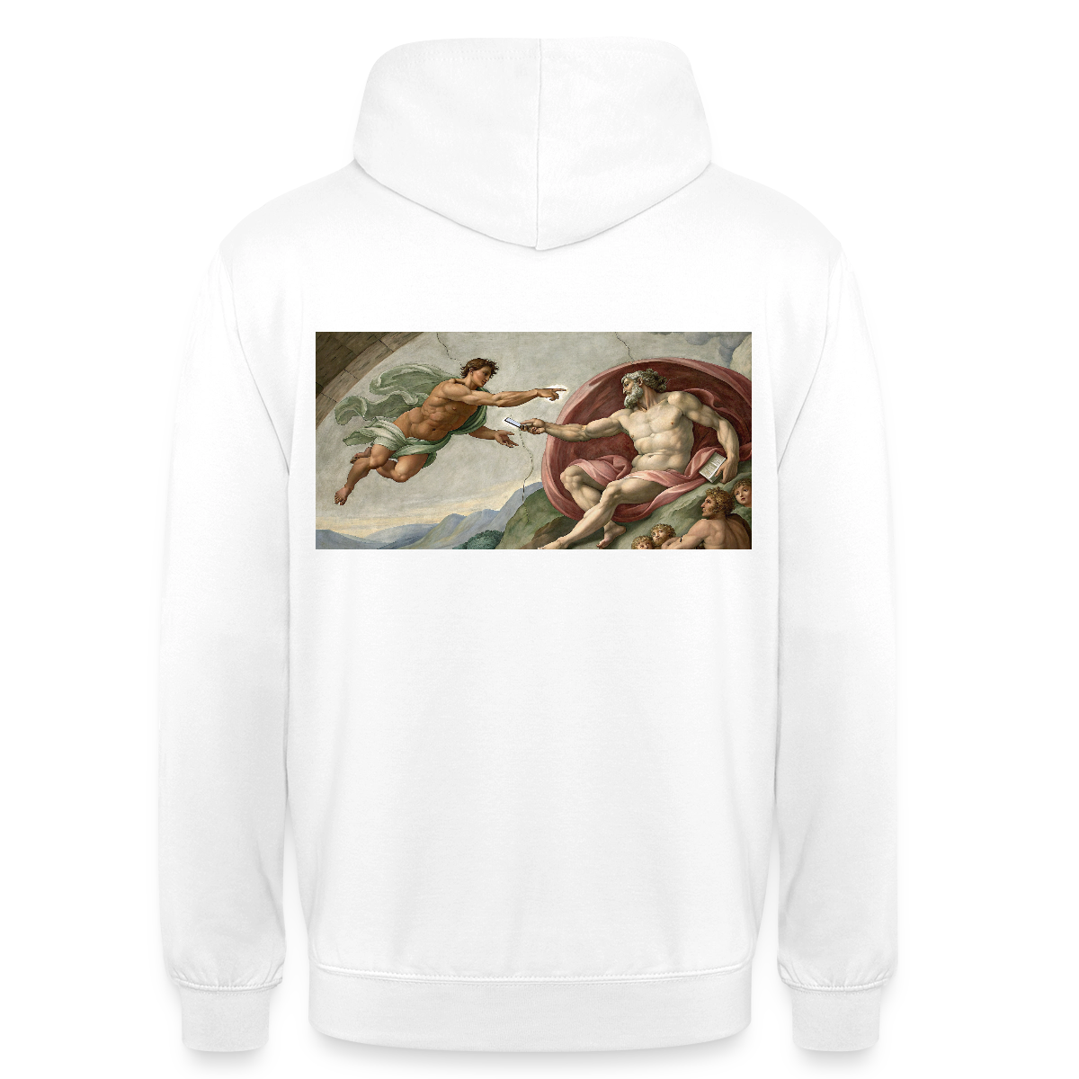 Die Schnittstelle. Renaissance-Motiv Motiv-Hoodie unisex, Farbe Weiß