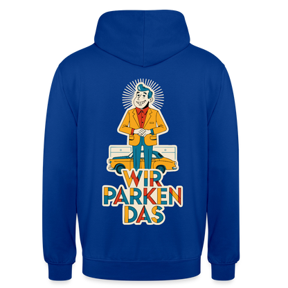 "Wir parken das. Midcentury-Motiv" Motiv-Hoodie unisex, Farbe Royalblau
