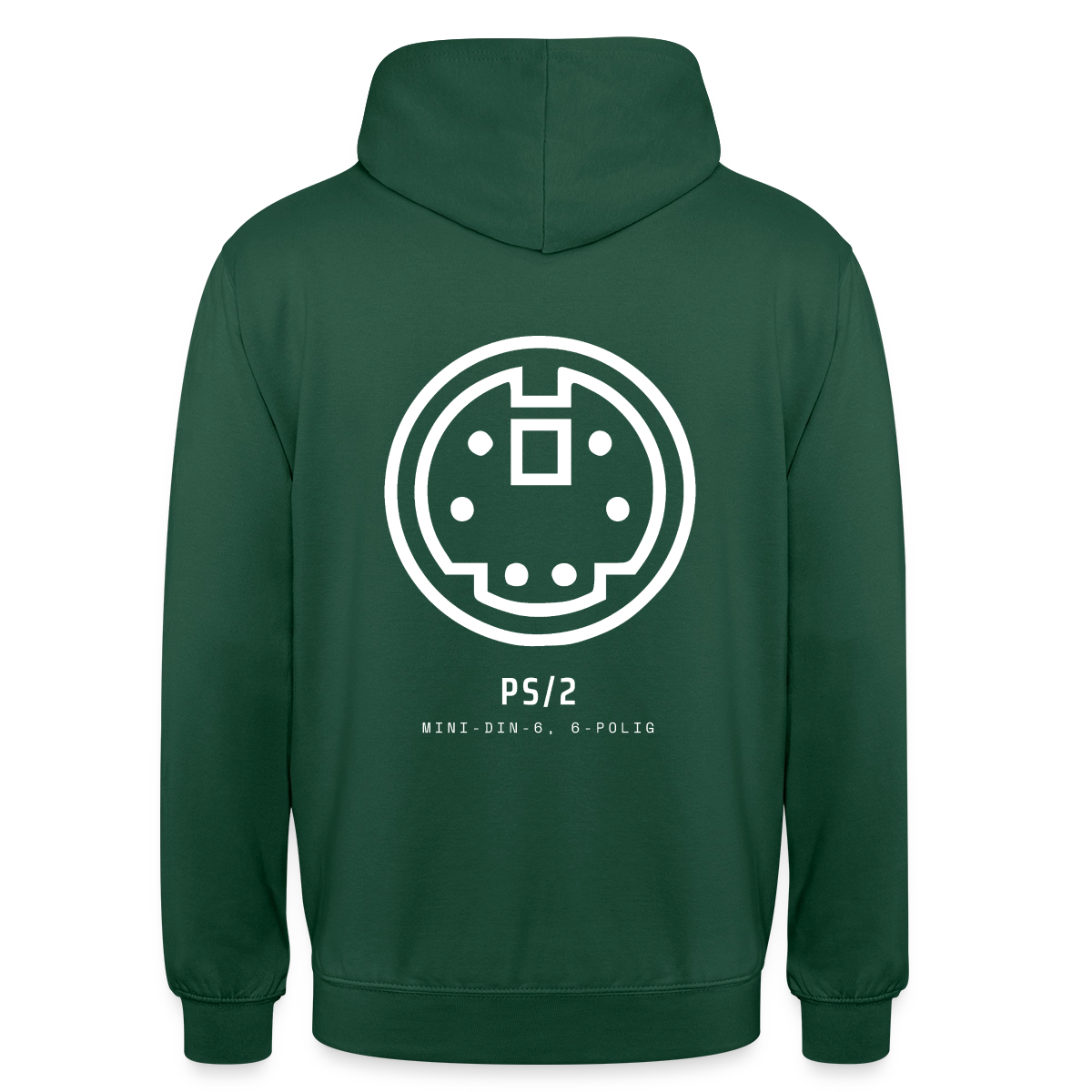 "PS/2, Mini-DIN-6" Motiv-Hoodie unisex, Farbe Flaschengrün