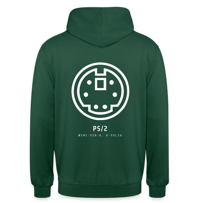 "PS/2, Mini-DIN-6" Motiv-Hoodie unisex, Farbe Flaschengrün