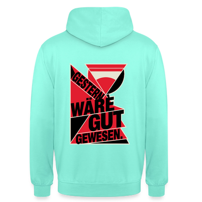 "Gestern wäre gut gewesen. Konstruktivismus-Motiv" Motiv-Hoodie unisex, Farbe Mint