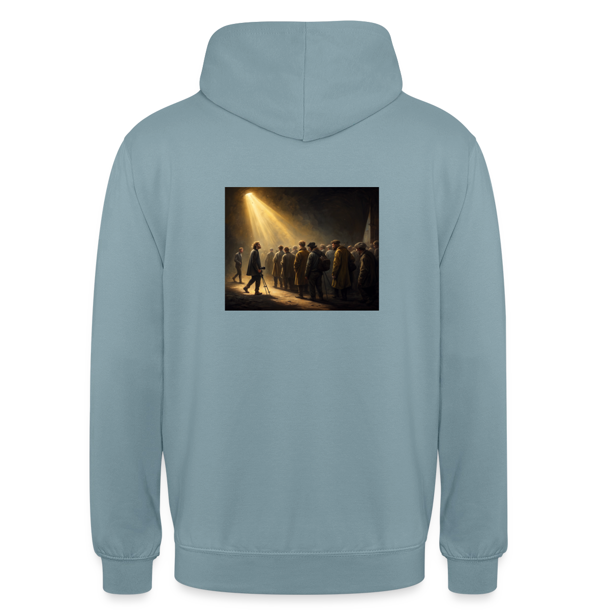 Das Teamfoto. Renaissance-Motiv Motiv-Hoodie unisex, Farbe Nebelblau