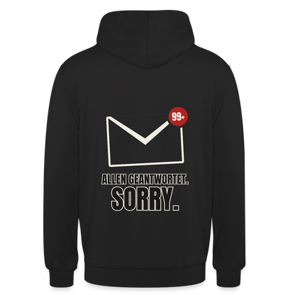 "Allen geantwortet. Sorry." Motiv-Hoodie unisex, Farbe Schwarz