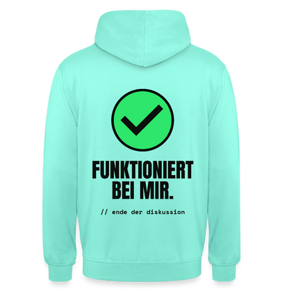 Funktioniert bei mir. Ende der Diskussion. Motiv-Hoodie unisex, Farbe Mint