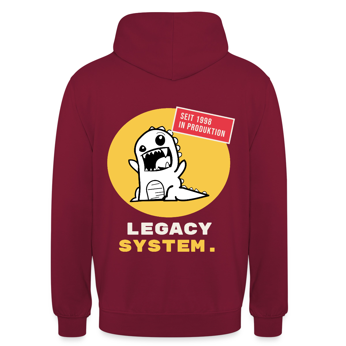 Legacy System. Seit 1998 in Produktion. Motiv-Hoodie unisex, Farbe Bordeaux