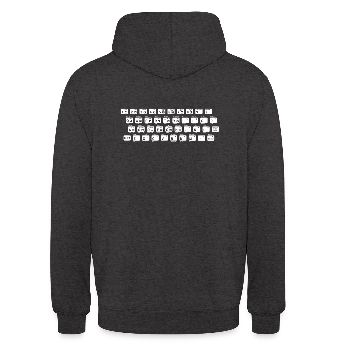 48K ZX Spectrum Motiv-Hoodie unisex, Farbe Anthrazit