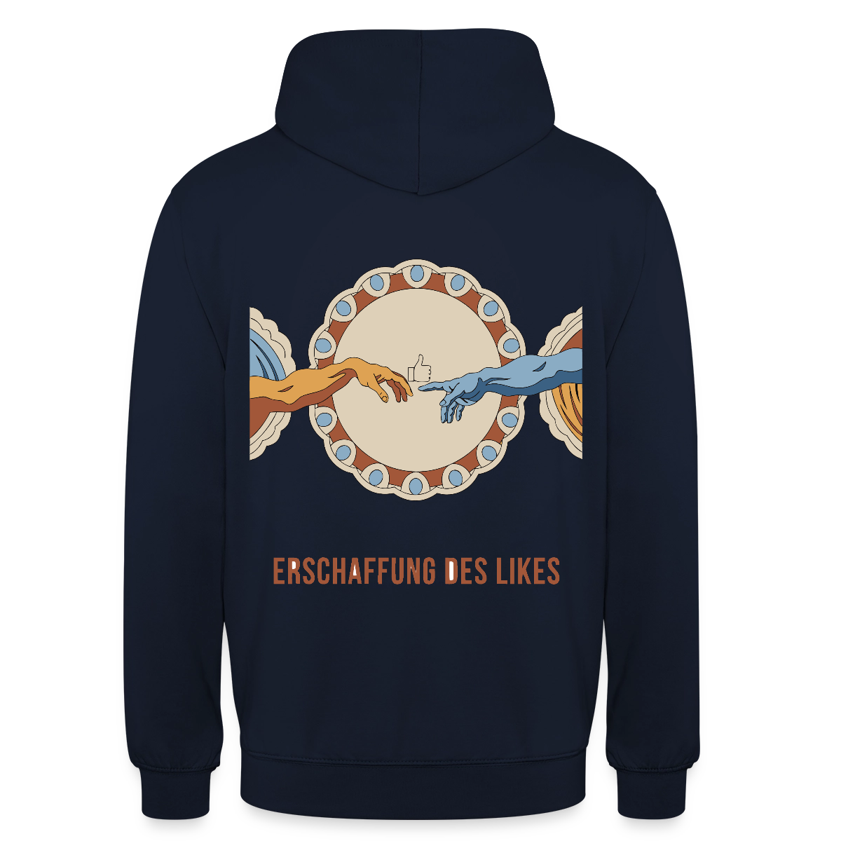 Erschaffung des Likes. Fresko-Motiv Motiv-Hoodie unisex, Farbe Navy
