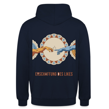 Erschaffung des Likes. Fresko-Motiv Motiv-Hoodie unisex, Farbe Navy