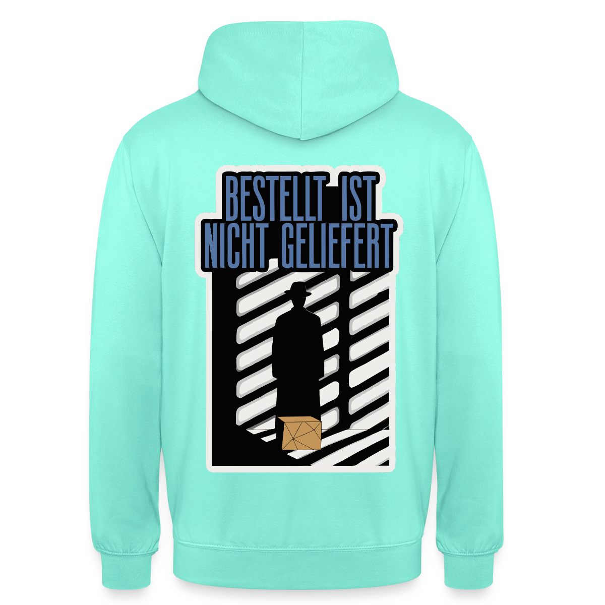 "Bestellt ist nicht geliefert. Film-noir-Motiv" Motiv-Hoodie unisex, Farbe Mint