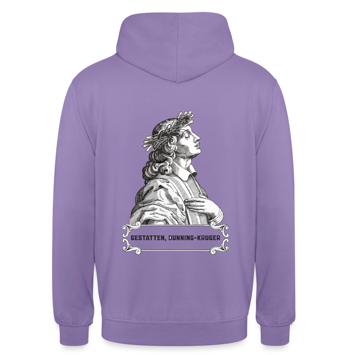 "Gestatten, Dunning-Kruger. Kupferstich-Motiv" Motiv-Hoodie unisex, Farbe Lavendel