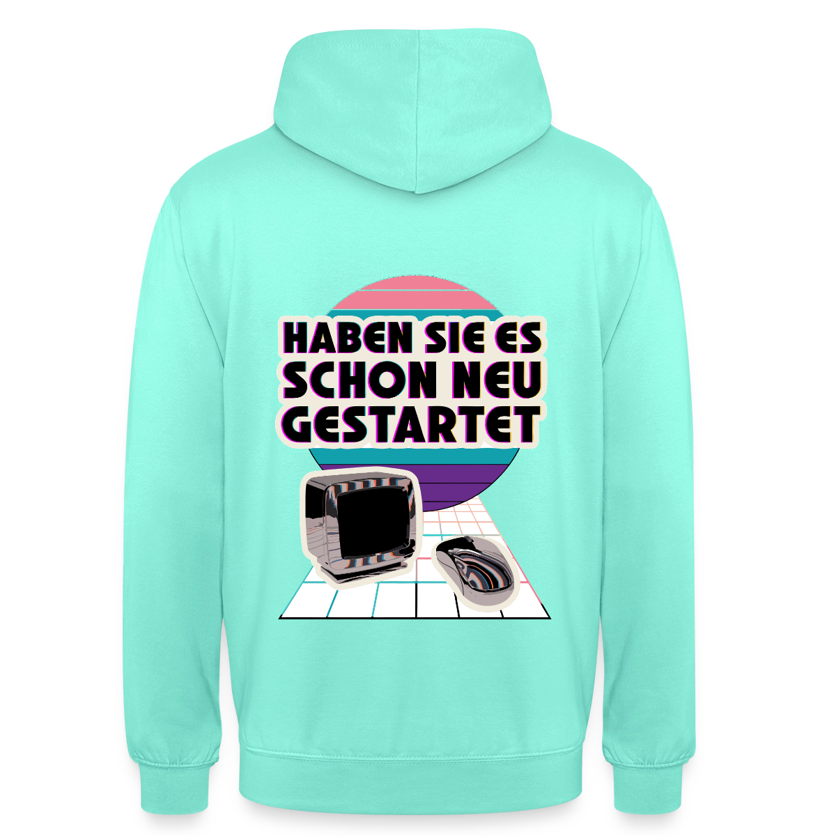 Haben Sie es schon neu gestartet? Vaporwave-Motiv Motiv-Hoodie unisex, Farbe Mint