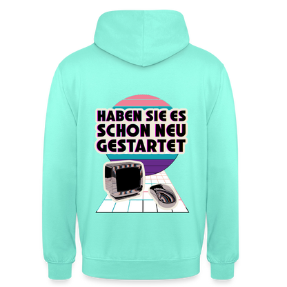 Haben Sie es schon neu gestartet? Vaporwave-Motiv Motiv-Hoodie unisex, Farbe Mint