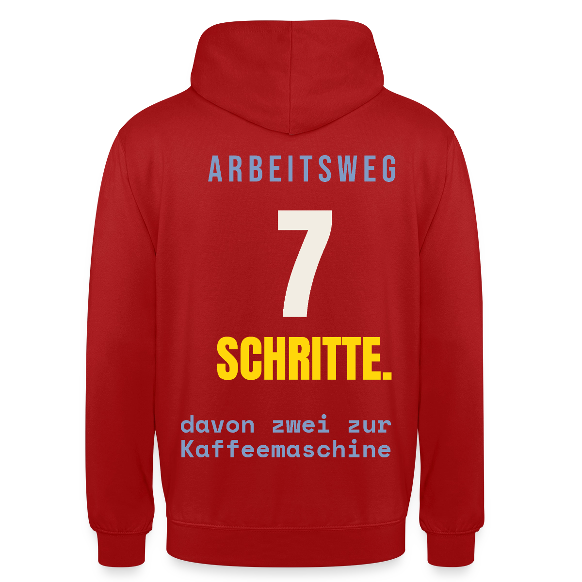 Arbeitsweg: sieben Schritte Motiv-Hoodie unisex, Farbe Rot