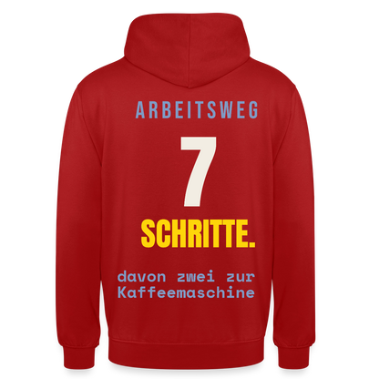 Arbeitsweg: sieben Schritte Motiv-Hoodie unisex, Farbe Rot