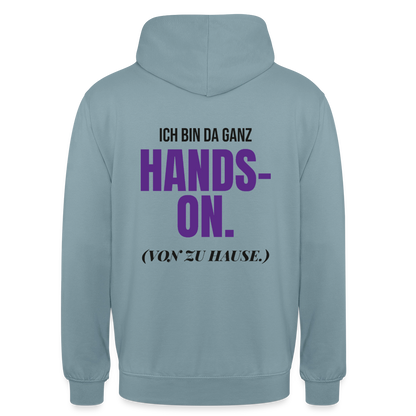Hands-on von zu Hause Motiv-Hoodie unisex, Farbe Nebelblau