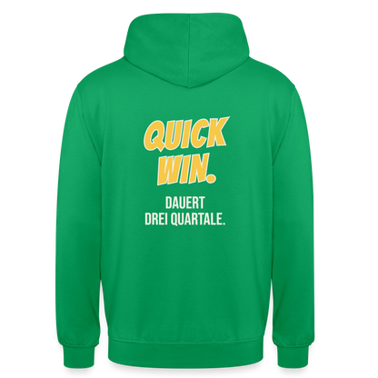 Quick Win. Dauert drei Quartale. Motiv-Hoodie unisex, Farbe Kelly Green