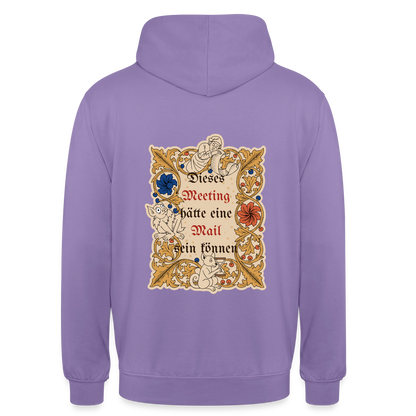 Dieses Meeting hätte eine Mail sein können. Buchmalerei-Motiv Motiv-Hoodie unisex, Farbe Lavendel