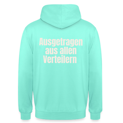 "Ausgetragen aus allen Verteilern" Motiv-Hoodie unisex, Farbe Mint