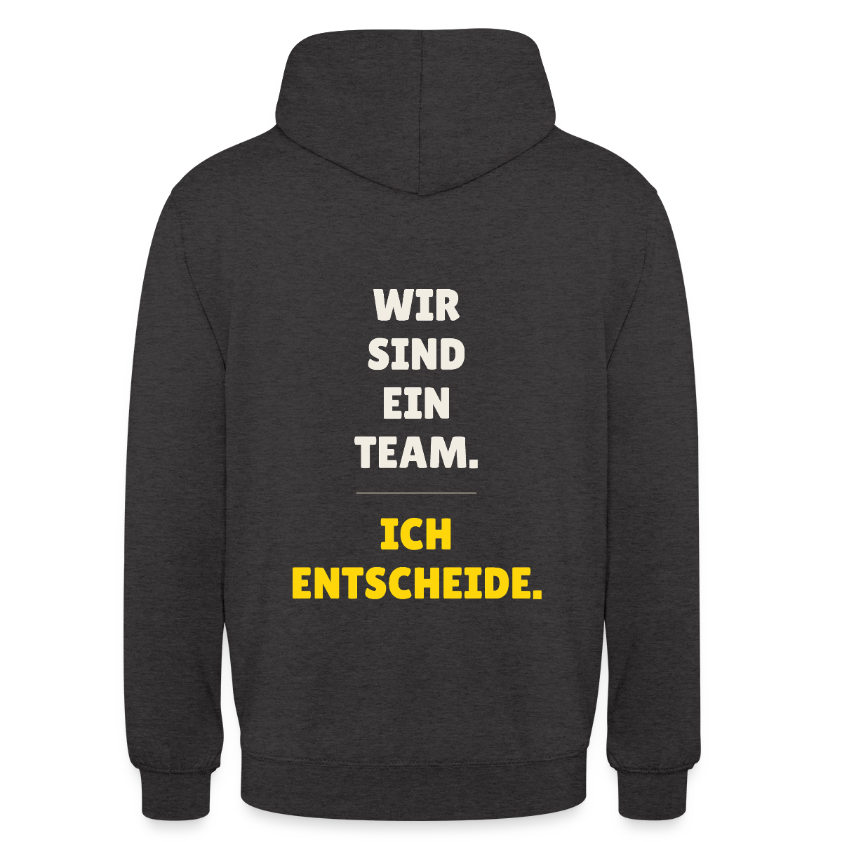 Wir sind ein Team. Ich entscheide. Motiv-Hoodie unisex, Farbe Anthrazit